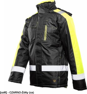 Kurtka męska Polstar ORKU - Kurtka parka RIVAL zapięcie zamek listwa kaptur ocieplany odpinany kołnierz ocieplony polarem odblaski pasy - czarno-żółty (ca) 4XL. 4