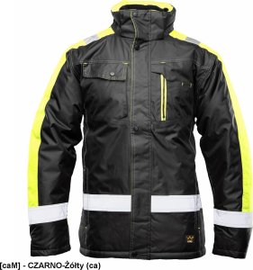 Kurtka męska Polstar ORKU - Kurtka parka RIVAL zapięcie zamek listwa kaptur ocieplany odpinany kołnierz ocieplony polarem odblaski pasy - czarno-żółty (ca) 3XL. 1