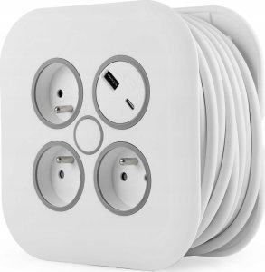 Plastrol Przedłużacz zwijany 10m 3x1mm2 10A z bezpiecznikiem termicznym + USB-A + USB-C 4