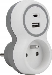 Plastrol Rozgałęźnik sieciowy jednokrotny + USB-A + USB-C 1