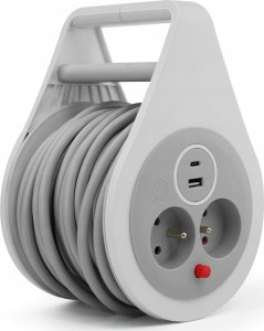 Plastrol Przedłużacz zwijany 10m 3x1mm2 16A z bezpiecznikiem termicznym + USB-A + USB-C 4