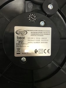 Termowentylator Argo Termowentylator Ceramiczny Argo Beat Black 8
