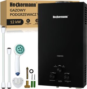 Przepływowy podgrzewacz wody Heckermann Gazowy podgrzewacz wody gazowy Heckermann JSD-HB04 12L NG Czarny 1