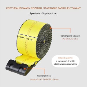 Vevor Zestaw Pasów do Wyciągarki 9.1 m Żółte 10 sztuk 2