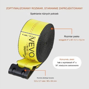Vevor Zestaw Pasów do Wyciągarki 12,2 m Żółte 10 sztuk 2