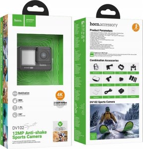 Kamera Hoco HOCO kamera sportowa z dwoma wyświetlaczami 1,3" + 2" anti-shake IPS 4K DV102 czarna 9