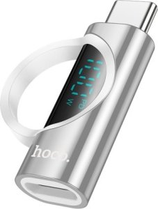 Adapter USB Hoco HOCO adapter Typ C (męski) do Typ C (żeński) z wyświetlaczem 2,4A 100W UA32 srebrny 1