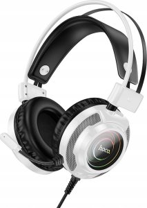 Słuchawki Hoco HOCO słuchawki przewodowe USB A + Jack 3,5 mm z mikrofonem gamingowe W110 2 m białe 1