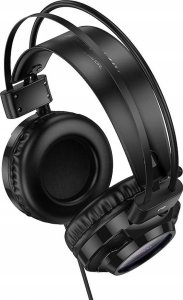 Słuchawki Hoco HOCO słuchawki przewodowe USB A + Jack 3,5 mm z mikrofonem gamingowe W110 2 m czarne 2