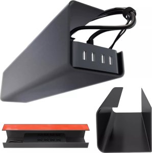 Alogy Organizer kabli pod blat półka na kable listwe przewody blat biurko biurkowy Alogy 55cm Czarny 1