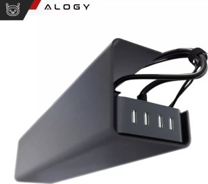 Alogy Organizer kabli pod blat półka na kable listwe przewody blat biurko biurkowy Alogy 55cm Czarny 11