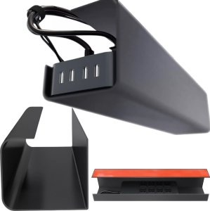 Alogy Organizer kabli pod blat półka na kable listwe przewody blat biurko biurkowy Alogy 55cm Czarny 13