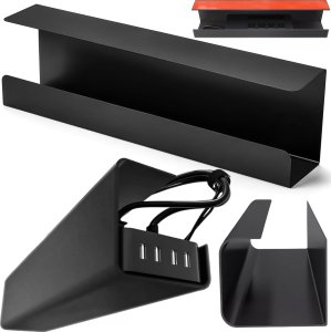 Alogy Organizer kabli pod blat półka na kable listwe przewody blat biurko biurkowy Alogy 55cm Czarny 14