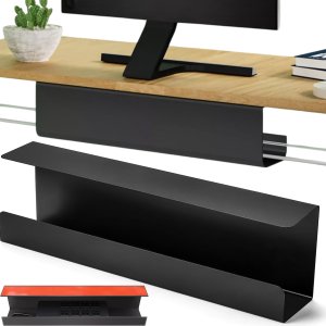 Alogy Organizer kabli pod blat półka na kable listwe przewody blat biurko biurkowy Alogy 55cm Czarny 2
