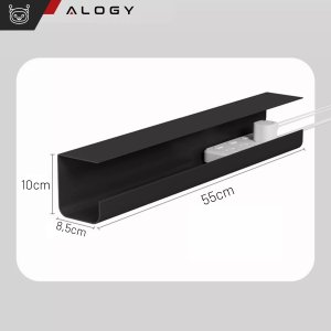 Alogy Organizer kabli pod blat półka na kable listwe przewody blat biurko biurkowy Alogy 55cm Czarny 4