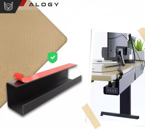 Alogy Organizer kabli pod blat półka na kable listwe przewody blat biurko biurkowy Alogy 55cm Czarny 5