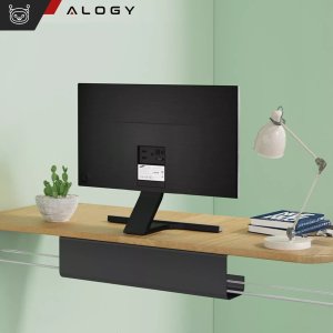 Alogy Organizer kabli pod blat półka na kable listwe przewody blat biurko biurkowy Alogy 55cm Czarny 8