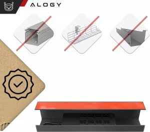 Alogy Organizer kabli pod blat półka na kable listwe przewody blat biurko biurkowy Alogy 55cm Czarny 10