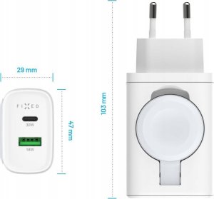 Ładowarka Fixed Power Socket Travel Charger - ładowarka Apple Watch/USB-C/USB-A 33W biała 5
