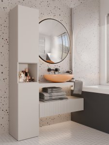 Topeshop SZAFKA ŁAZIENKOWA REGAŁ SŁUPEK NEL I KASZMIR BEŻ 2