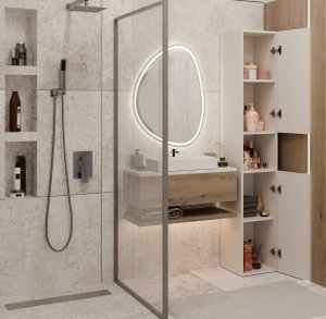 Topeshop SZAFKA ŁAZIENKOWA REGAŁ SŁUPEK NEL I KASZMIR BEŻ 3