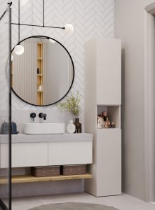 Topeshop SZAFKA ŁAZIENKOWA REGAŁ SŁUPEK NEL I KASZMIR BEŻ 4