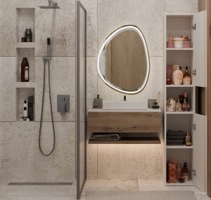 Topeshop SZAFKA ŁAZIENKOWA REGAŁ SŁUPEK NEL I KASZMIR BEŻ 5