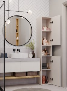 Topeshop SZAFKA ŁAZIENKOWA REGAŁ SŁUPEK NEL I KASZMIR BEŻ 6