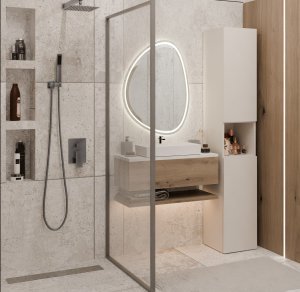 Topeshop SZAFKA ŁAZIENKOWA REGAŁ SŁUPEK NEL I KASZMIR BEŻ 8