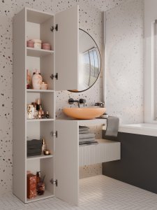 Topeshop SZAFKA ŁAZIENKOWA REGAŁ SŁUPEK NEL I KASZMIR BEŻ 10