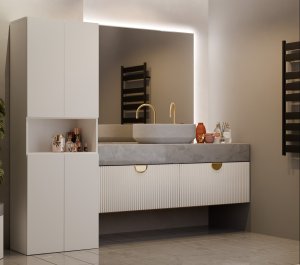 Topeshop SZAFKA ŁAZIENKOWA SŁUPEK NEL DK 1K KOSZ KASZMIR BEŻ 8