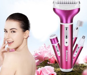 Depilator Verk Depilator golarka damska do ciała nóg trymer 4w1 wymienne końcówki usb Depilator golarka damska do ciała nóg trymer 4w1 wymienne końcówki usb 4