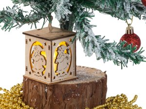 Verk Drewniany wiszący lampion na choinkę oświetlenie ozdoba świąteczna mikołaj Drewniany wiszący lampion na choinkę oświetlenie ozdoba świąteczna mikołaj 2