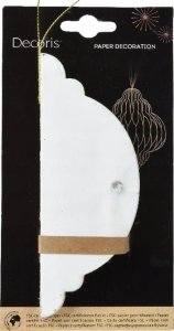 Kaemingk Zawieszka papierowa magnetyczna 15x20cm Biała ze złotym sznurkiem 2