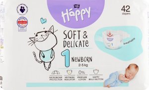 Happy HAPPY Newborn (2-5kg) diapers 42pcs, size 1 NEW, BB-054-NB42-W01 7