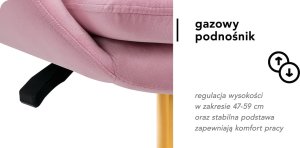 Activeshop 4Rico krzesło obrotowe QS-MF18G aksamit różowe 11