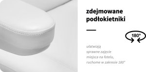 Activeshop Elektryczny fotel kosmetyczny SILLON Luxury 3 silniki biały sterowanie nożne 22