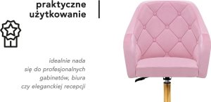 Activeshop 4Rico fotel obrotowy QS-BL14G aksamit różowe 11