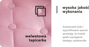 Activeshop 4Rico Krzesło obrotowe QS-OF213G aksamit różowe 14