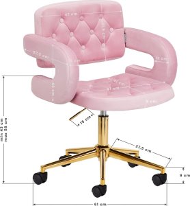 Activeshop 4Rico Krzesło obrotowe QS-OF213G aksamit różowe 9