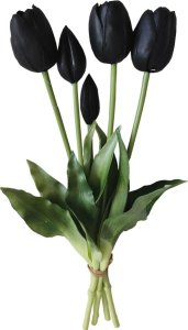 Saska Garden BUKIET 5 TULIPANÓW CZARNYCH 40CM JAK ŻYWYCH DEKORACJA WIOSENNA 1