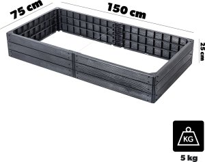 Kadax KADAX Warzywniak Podwyższona Grządka Skrzynia Ogrodowa Rabata Antracyt 150x75cm 2