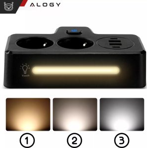 Alogy Rozgałęźnik gniazdka Alogy Plug Extender rozdzielacz adapter przedłużacz 2x wtyczka EU + 2x USB + 2x USB-C Czarny 1