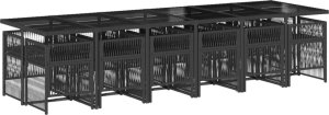 vidaXL vidaXL 13-cz. zestaw mebli do ogrodu, poduszki, czarny, rattan PE 3