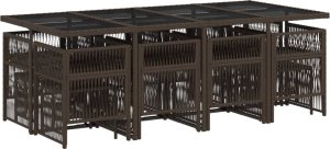 vidaXL vidaXL 13-cz. zestaw mebli do ogrodu, poduszki, brązowy, rattan PE 3