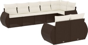 vidaXL vidaXL 8-cz. zestaw wypoczynkowy do ogrodu, z poduszkami, brązowy 2