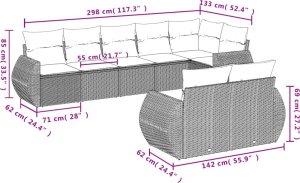 vidaXL vidaXL 8-cz. zestaw wypoczynkowy do ogrodu, z poduszkami, brązowy 7