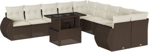 vidaXL vidaXL 11-cz. zestaw mebli ogrodowych z poduszkami, brązowy, rattan PE 2