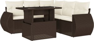 vidaXL vidaXL 6-cz. zestaw wypoczynkowy do ogrodu, z poduszkami, brązowy 2