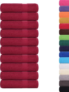 vidaXL vidaXL Ręczniki kąpielowe, 10 szt, bordowe, 100x150 cm, bawełna 100% 2